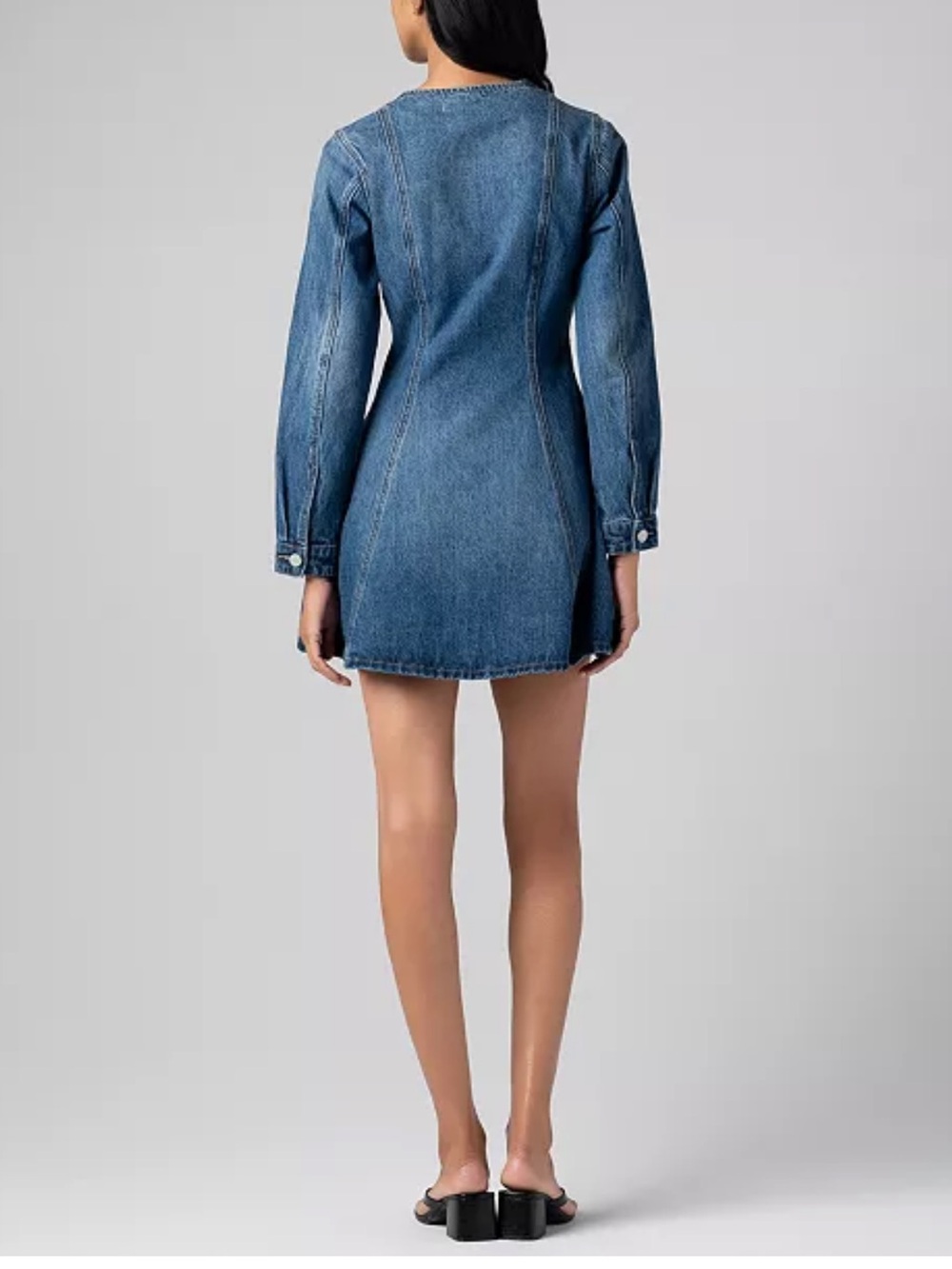 ✅ NWOT Blank NYC Denim V-Neck Button Front Long Sleeve Mini Dress size S - Picture 15 of 15
